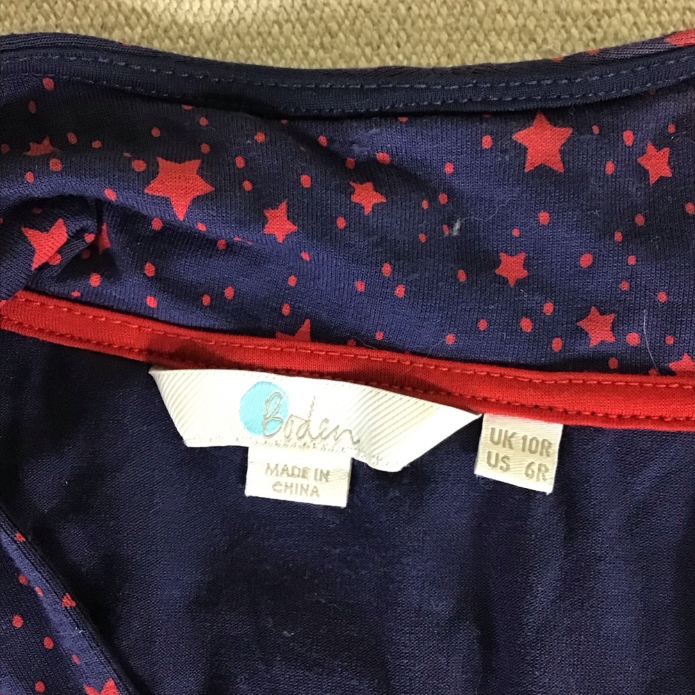 Boden ”Betty “  Star detail Jersey V-neck Long Sleeve Tunic  Women Size 6R - Picture 8 of 8